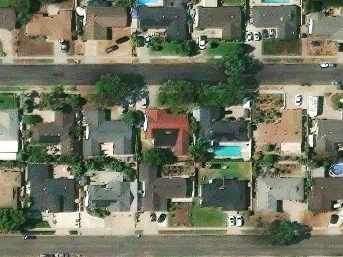 Aerial view of Maureen Drive neighborhood in Garden Grove